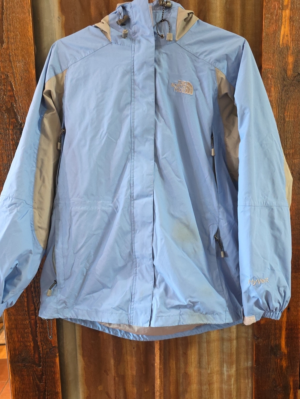 Mens The North Face Light Blue and Gray HyVent Shell Jacket Sz Xxl